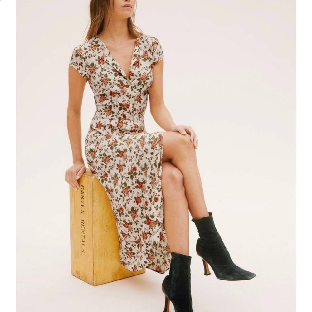 Reformation Foliage Fauna Floral Midi Dress size 6 NWOT